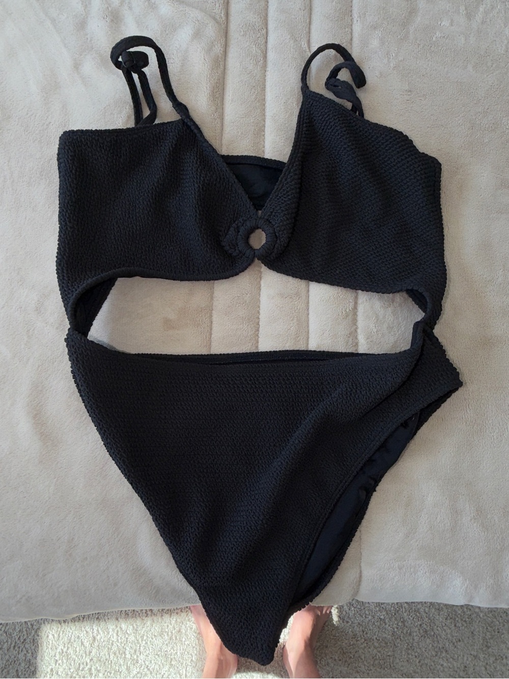 LA Hearts PacSun Black Cutout One Piece Swimsuit Size L